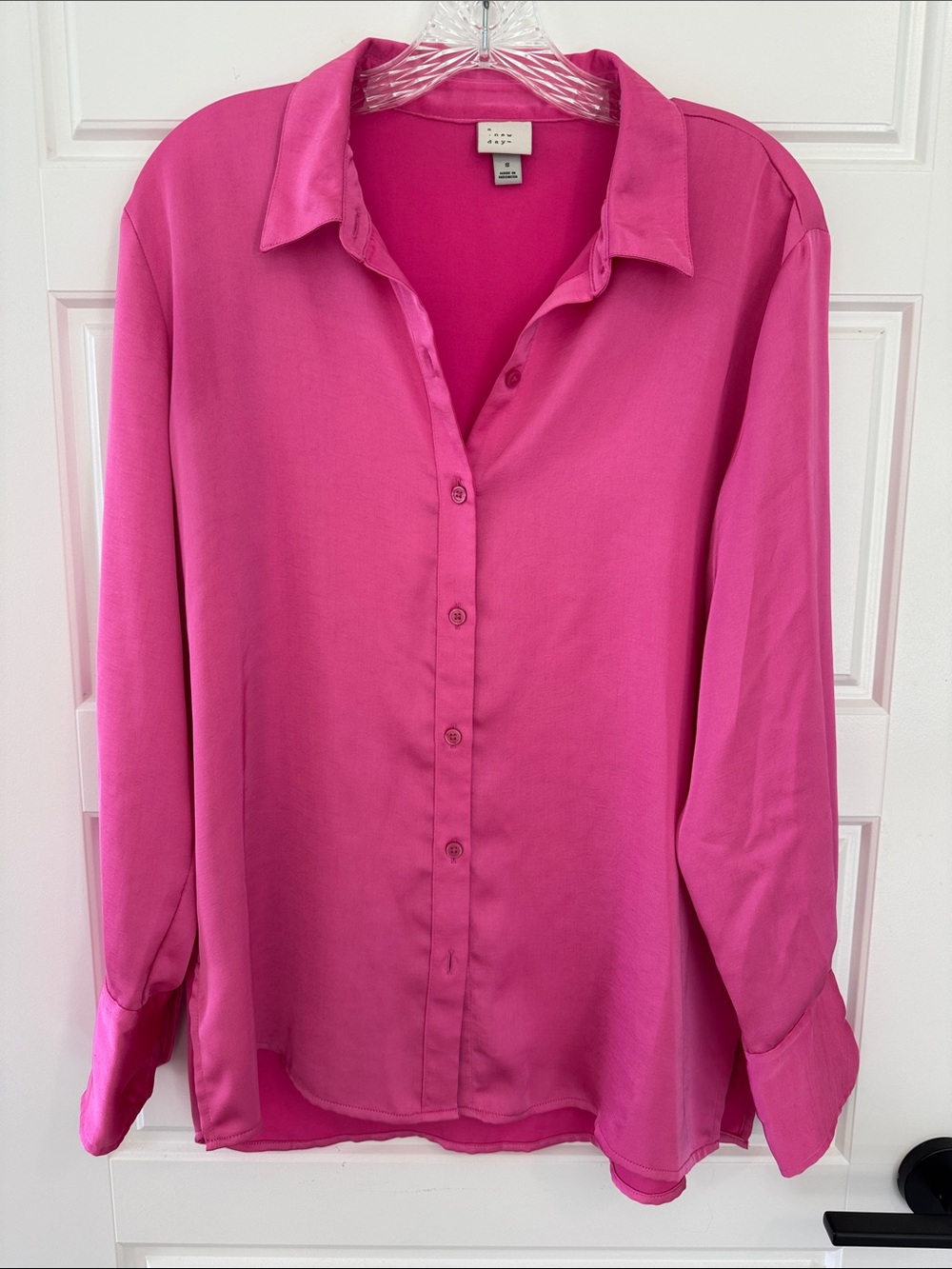 a new day Hot Pink Button-Down Blouse